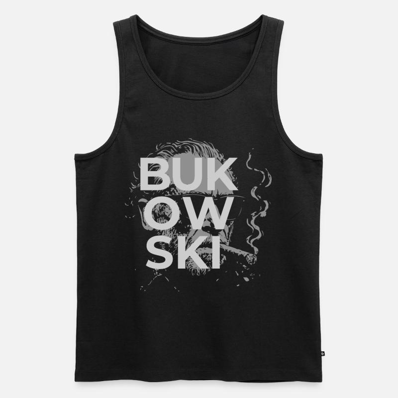 Charles Bukowski raucht ein Zigarrenporträt - Männer Premium Bio Tank Top - Schwarz