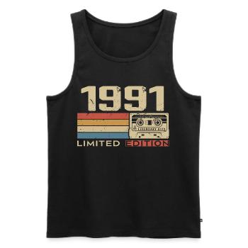 Legenden 1991 Jahrgang 1991 Jubiläum Jahrgang 1991 - Männer Premium Bio Tank Top - Schwarz - Vorne - AI Model Male 178 light (178cm)