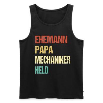 Mari Papa Mécanicien Héros Dicton - Débardeur bio Premium Homme - noir - Devant - Michal (187cm)