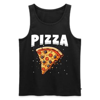 Tranche de pizza avec garnitures noires et rouges - Débardeur bio Premium Homme - noir - Devant - AI Model Male 178 light (178cm)