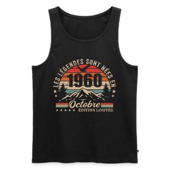 Octobre 1960 Cadeau Anniversaire 1960 October 1960 - Débardeur bio Premium Homme - noir - Devant - Michal (187cm)
