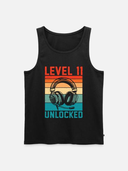 Level 11 Unlocked, 11th Anniversary - Men's Premium Organic Tank Top - black