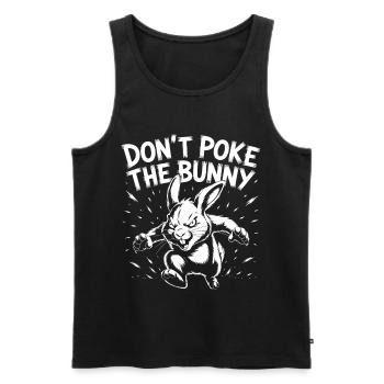 Illustration de lapin vif avec slogan - Débardeur bio Premium Homme - noir - Devant - AI Model Male 178 light (178cm)