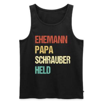 Ehemann Papa Schrauber Held - Männer Premium Bio Tank Top - Schwarz - Vorne - AI Model Male 178 light (178cm)