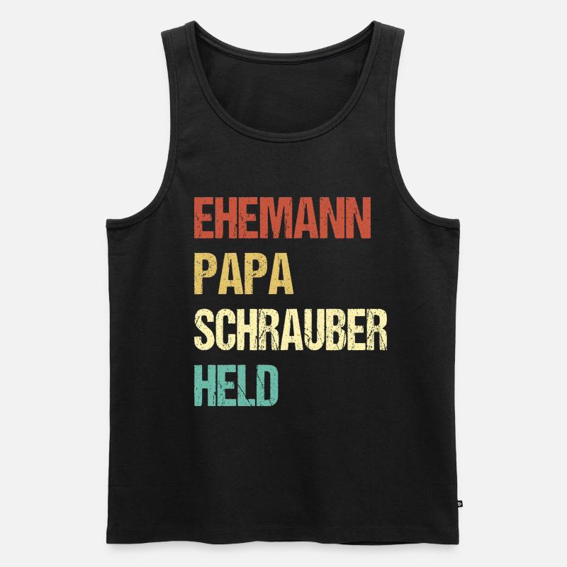 Ehemann Papa Schrauber Held - Männer Premium Bio Tank Top - Schwarz