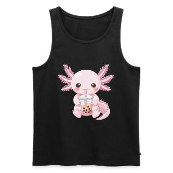 Kawaii Anime Axolotl Bubble Tea Boba Tea - Männer Premium Bio Tank Top - Schwarz - Vorne - Michal (187cm)