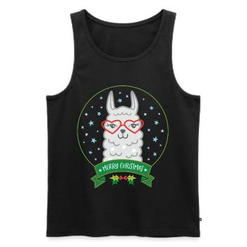 Weihnachts-Lama mit Herzbrille Merry Christmas - Männer Premium Bio Tank Top - Schwarz - Vorne - AI Model Male 178 light (178cm)