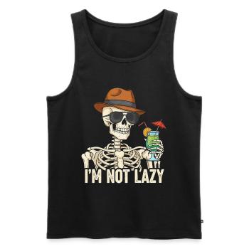 Skeletor avec boisson estivale - Débardeur bio Premium Homme - noir - Devant - Michal (187cm)