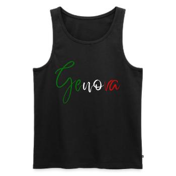 Amo Genoa, elegantes minimalistisches Design - Männer Premium Bio Tank Top - Schwarz - Vorne - AI Model Male 178 light (178cm)