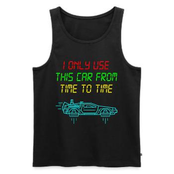 BTTF-Delorean mit coolem Zeitreisespruch - Männer Premium Bio Tank Top - Schwarz - Vorne - AI Model Male 178 light (178cm)