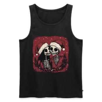 Couple de zombies célébrant Noël - Débardeur bio Premium Homme - noir - Devant - Michal (187cm)