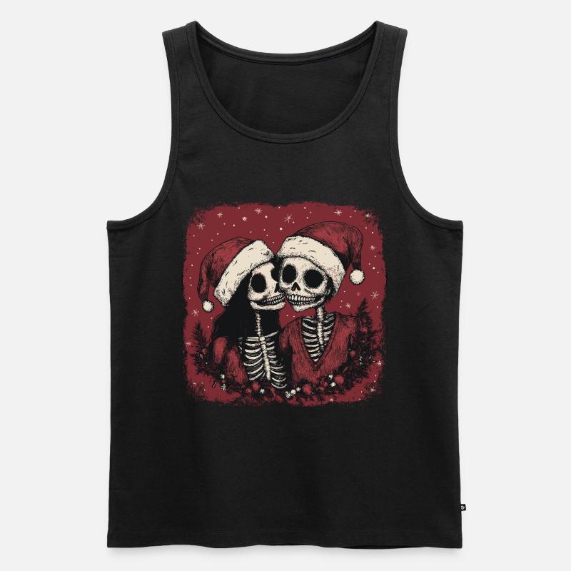 Zombie Paar feiert Weihnachten - Männer Premium Bio Tank Top - Schwarz