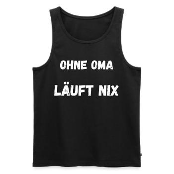 Chemise de grand-mère – Rien ne fonctionne ici sans grand-mère - Débardeur bio Premium Homme - noir - Devant - AI Model Male 178 light (178cm)