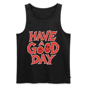Uplifting Smile Motivational Print - Men's Premium Organic Tank Top - black - Front - AI Model Male 178 light (178cm)
