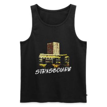 Illustration Rivétoile Strasbourg moderne - Men's Premium Organic Tank Top - black - Front - AI Model Male 178 light (178cm)