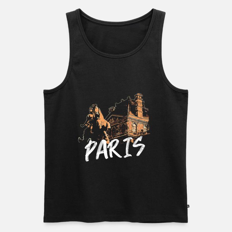Pariser Architektur und Statue - Männer Premium Bio Tank Top - Schwarz