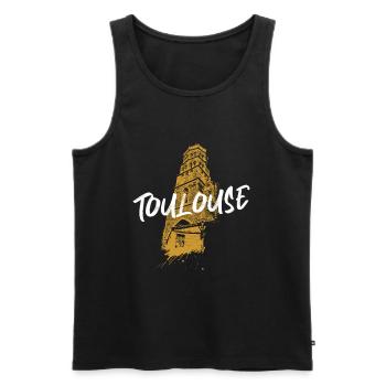 Duotone illustration Toulouse Saint-Nicolas church - Men's Premium Organic Tank Top - black - Front - AI Model Male 178 light (178cm)
