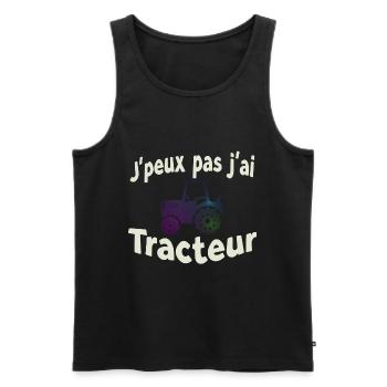 J’peux pas j’ai Tracteur - Débardeur bio Premium Homme - noir - Devant - Michal (187cm)