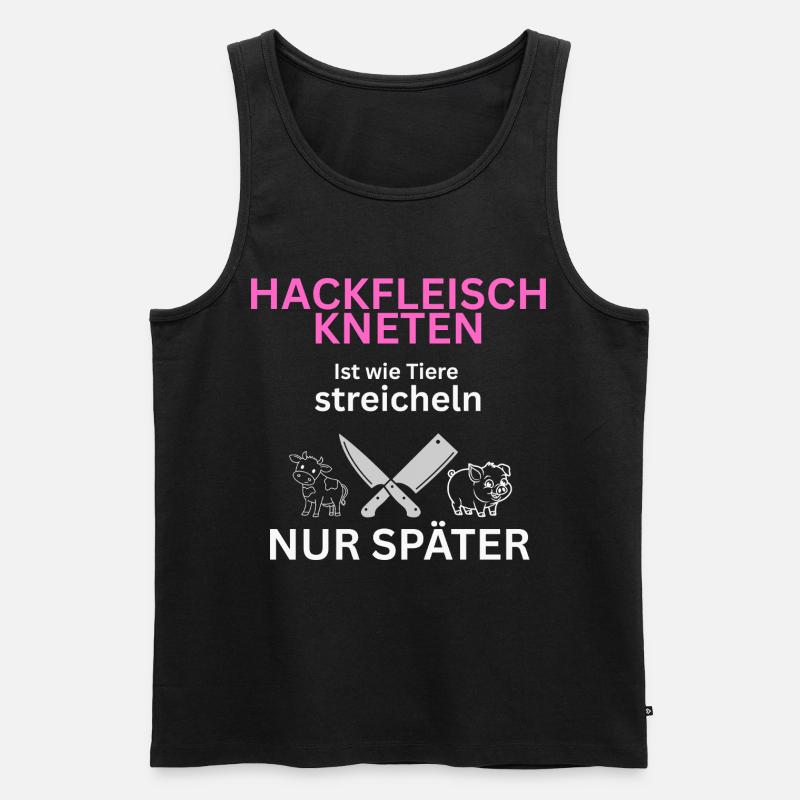 Fleisch Esser - Tiere streicheln-nur Später - Männer Premium Bio Tank Top - Schwarz
