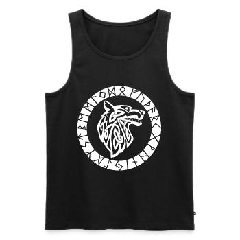 Viking emblem of the white wolf - Men's Premium Organic Tank Top - black - Front - Michal (187cm)