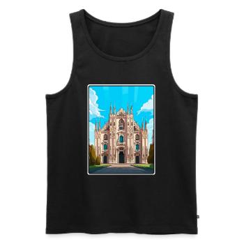 Mailand, Italien: Gotische Kathedrale unter strahlendem Himmel - Männer Premium Bio Tank Top - Schwarz - Vorne - Michal (187cm)