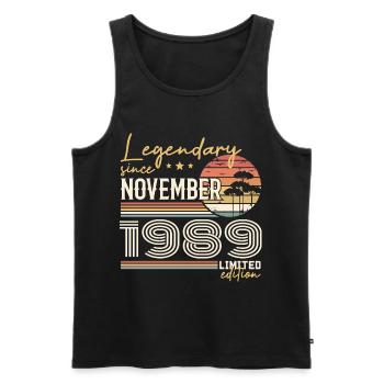 Jahrgang November 1989 RetroNovember 1989 - Männer Premium Bio Tank Top - Schwarz - Vorne - Michal (187cm)