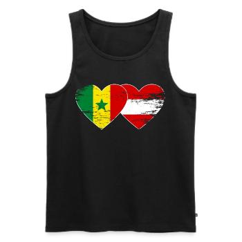 Senegal Österreich Flagge Hände Herzform used - Männer Premium Bio Tank Top - Schwarz - Vorne - Michal (187cm)