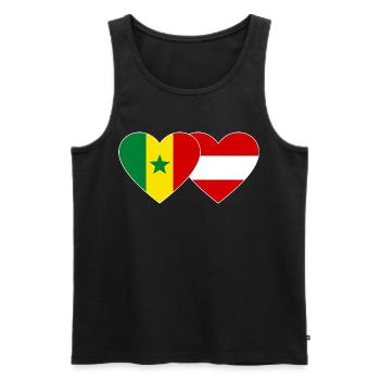 Senegal Austria Flag Hands Heart Shape - Men's Premium Organic Tank Top - black - Front - Michal (187cm)