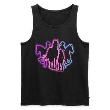 Horse Riding Rider Equestrian Silhouettes Horses - Men's Premium Organic Tank Top - black - Front - AI Model Male 178 light (178cm)