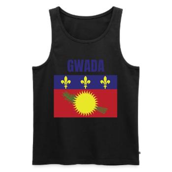 T-shirt GWADA drapeau Guadeloupe - Débardeur bio Premium Homme - noir - Devant - AI Model Male 178 light (178cm)