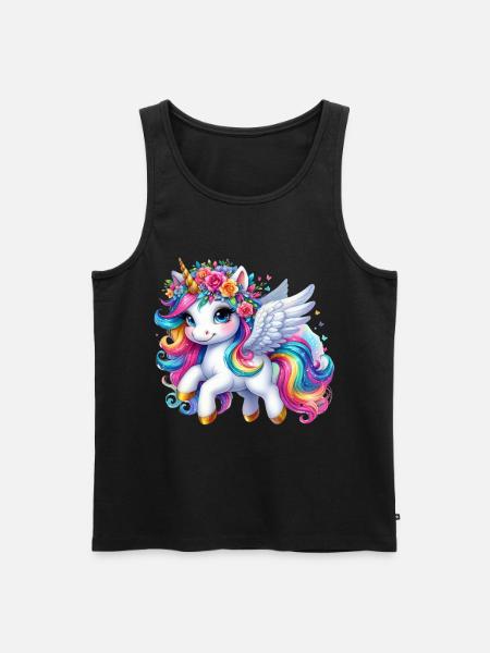 Regenbogen geflügelte Einhornkrone - Männer Premium Bio Tank Top - Schwarz