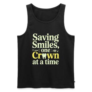 Saving Smiles One Crown At A Time Dental Lab Tech - Men's Premium Organic Tank Top - black - Front - Michal (187cm)