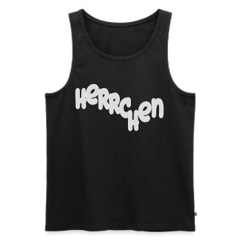 Graphique de typographie maître - Débardeur bio Premium Homme - noir - Devant - Michal (187cm)