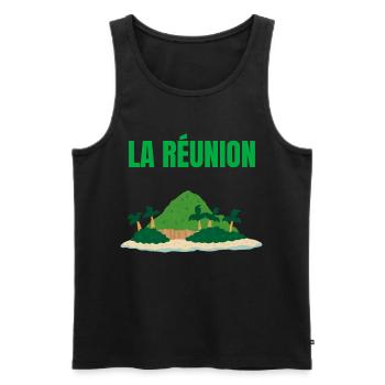 T-shirt île La Réunion tropicale - Débardeur bio Premium Homme - noir - Devant - AI Model Male 178 light (178cm)