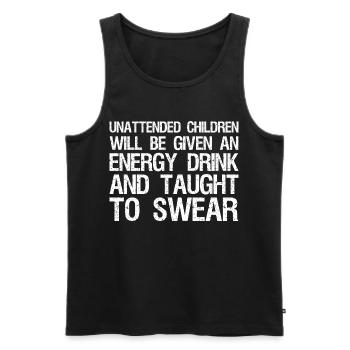 unattended children will be given an energy drink - Männer Premium Bio Tank Top - Schwarz - Vorne - AI Model Male 178 light (178cm)