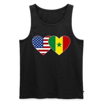 USA Senegal  Flagge Herz - Männer Premium Bio Tank Top - Schwarz - Vorne - AI Model Male 178 light (178cm)