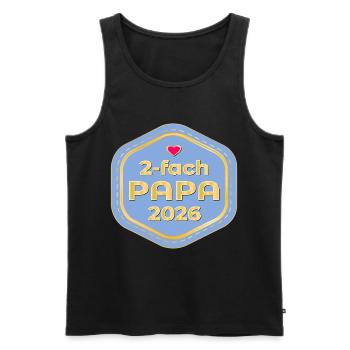Annonce du bébé 2026 de deux pères - Débardeur bio Premium Homme - noir - Devant - AI Model Male 178 light (178cm)