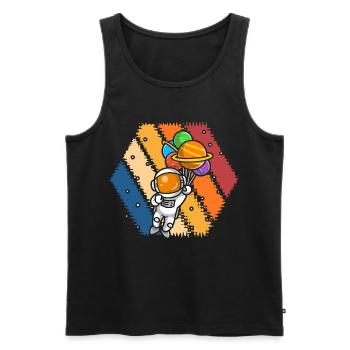 Astronaut Balloon Galaxy Splash - Men's Premium Organic Tank Top - black - Front - AI Model Male 178 light (178cm)