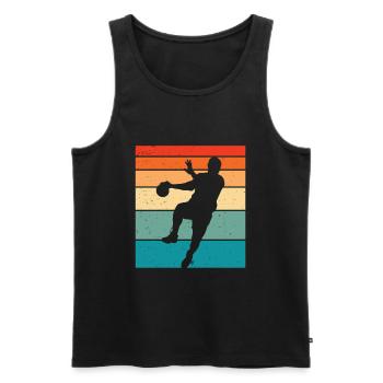 Retro Handball Handball Player - Men's Premium Organic Tank Top - black - Front - Michal (187cm)