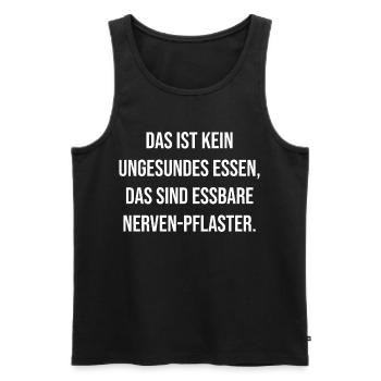 NervPflaster Zitat: Essbares Ironie - Männer Premium Bio Tank Top - Schwarz - Vorne - AI Model Male 178 light (178cm)