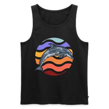 Dolphin in wave pattern - Men's Premium Organic Tank Top - black - Front - AI Model Male 178 light (178cm)