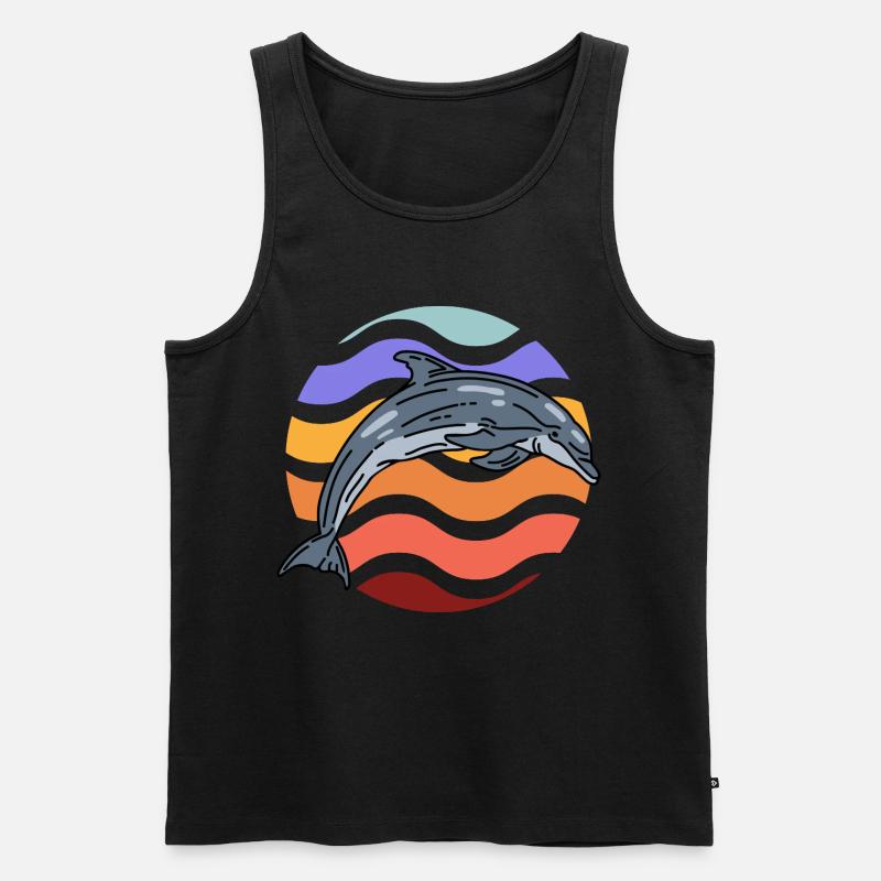 Dolphin in wave pattern - Men's Premium Organic Tank Top - black