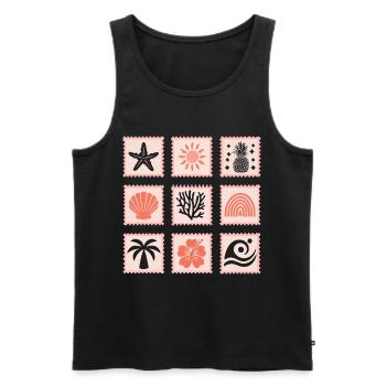 Nature Stamps Collage - Men's Premium Organic Tank Top - black - Front - AI Model Male 178 light (178cm)