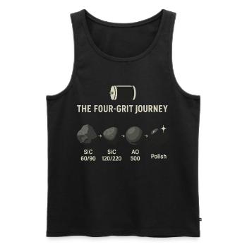 The Four-Grit Journey: Stone Polish Process - Men's Premium Organic Tank Top - black - Front - AI Model Male 178 light (178cm)