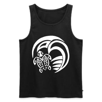 Weiße Schildkröte und Ozean - Männer Premium Bio Tank Top - Schwarz - Vorne - Michal (187cm)