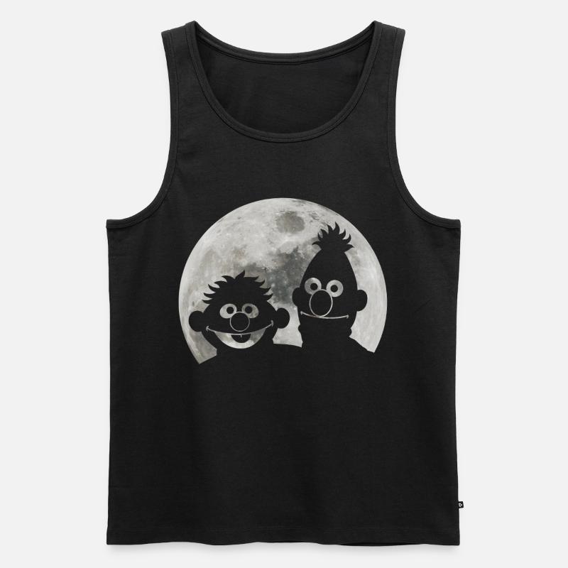 Sesamstraße Ernie & Bert Bei Mondschein - Männer Premium Bio Tank Top - Schwarz