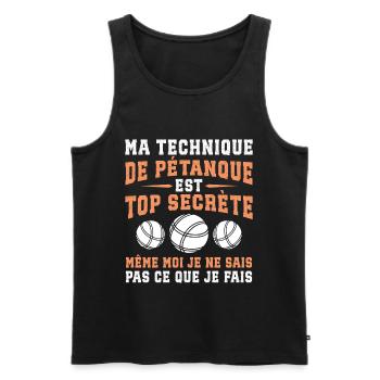  Ma Technique De Pétanque Est Top Secrète Bouliste - Débardeur bio Premium Homme - noir - Devant - Michal (187cm)