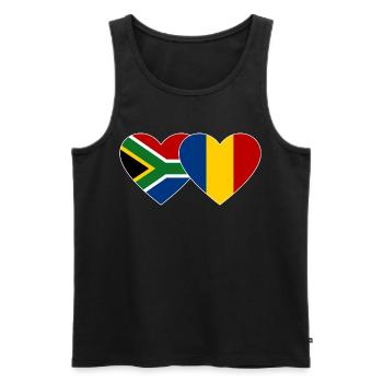 Afrique du Sud Roumanie Drapeau Coeur - Débardeur bio Premium Homme - noir - Devant - AI Model Male 178 light (178cm)