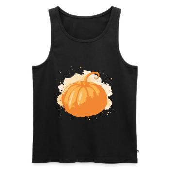 Citrouille orange stylisée éclatante - Débardeur bio Premium Homme - noir - Devant - AI Model Male 178 light (178cm)