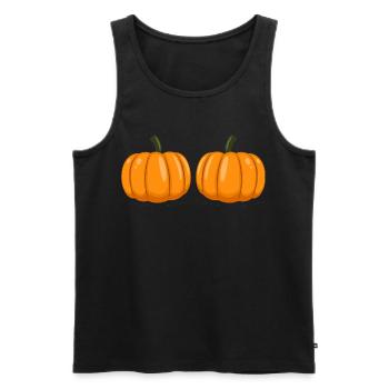 Pumpkin Boobs Funny Halloween Costume - Men's Premium Organic Tank Top - black - Front - AI Model Male 178 light (178cm)